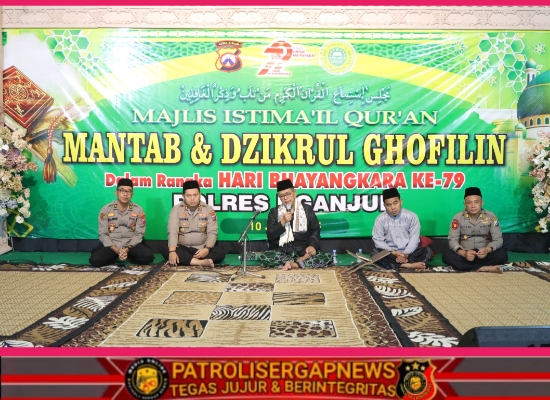 Polres Nganjuk Gelar Semaan Al-Qur’an dan Dzikrul Ghofilin Peringati Hari Bhayangkara ke-79