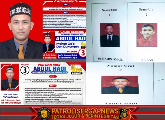 Pesta Demokrasi Rakyat, tiga Kandidat Calon Keuchik Akan Bertarung Pada Pilchiksung Gampong Simpang jaya Periode 2025-2031