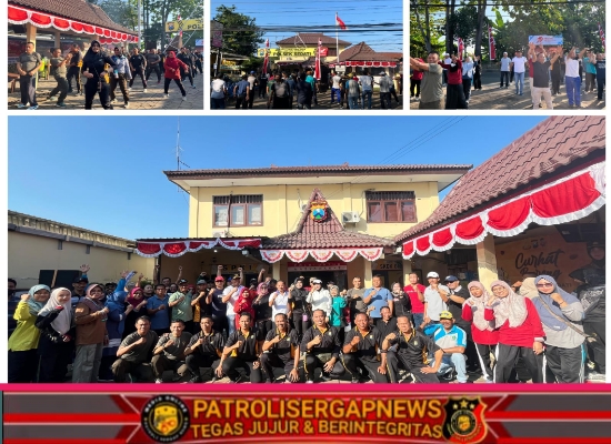 Senam Forkopimka Sedati Meriahkan Hari Bhayangkara ke-79 di Polsek Sedati