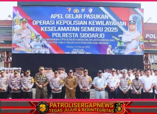 Apel Gelar Pasukan Operaai Patuh Semeru 2025 Digelar di Mapolresta Sidoarjo
