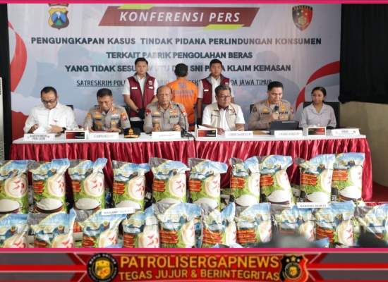 Polisi Berhasil Ungkap Beras Oplosan Sehari Produksi 14 Ton Pemilik Pabrik di Sidoarjo Jadi Tersangka