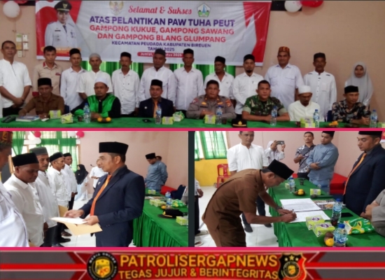 Camat Peudada Lantik PAW Tuha Peut Tiga Gampong, Tekankan Transparansi dan Sinergi